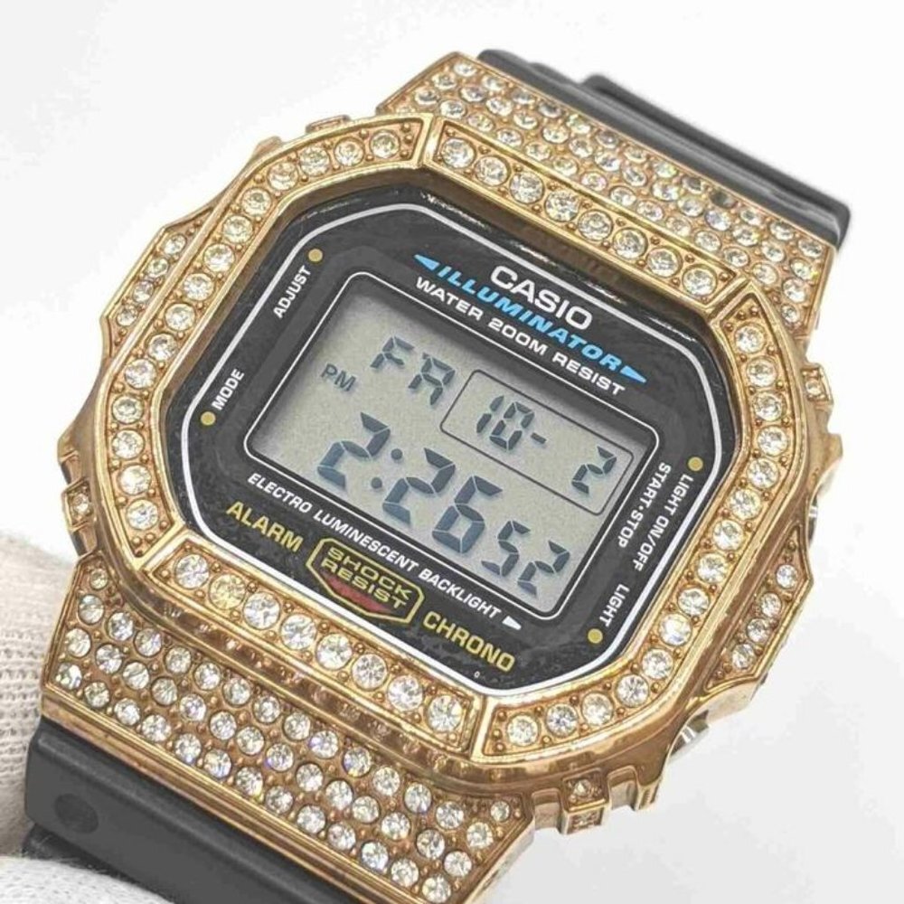 Casio Custom Gold Plated Crystal  DW-5600E G-SHOCK - Picture 4 of 12